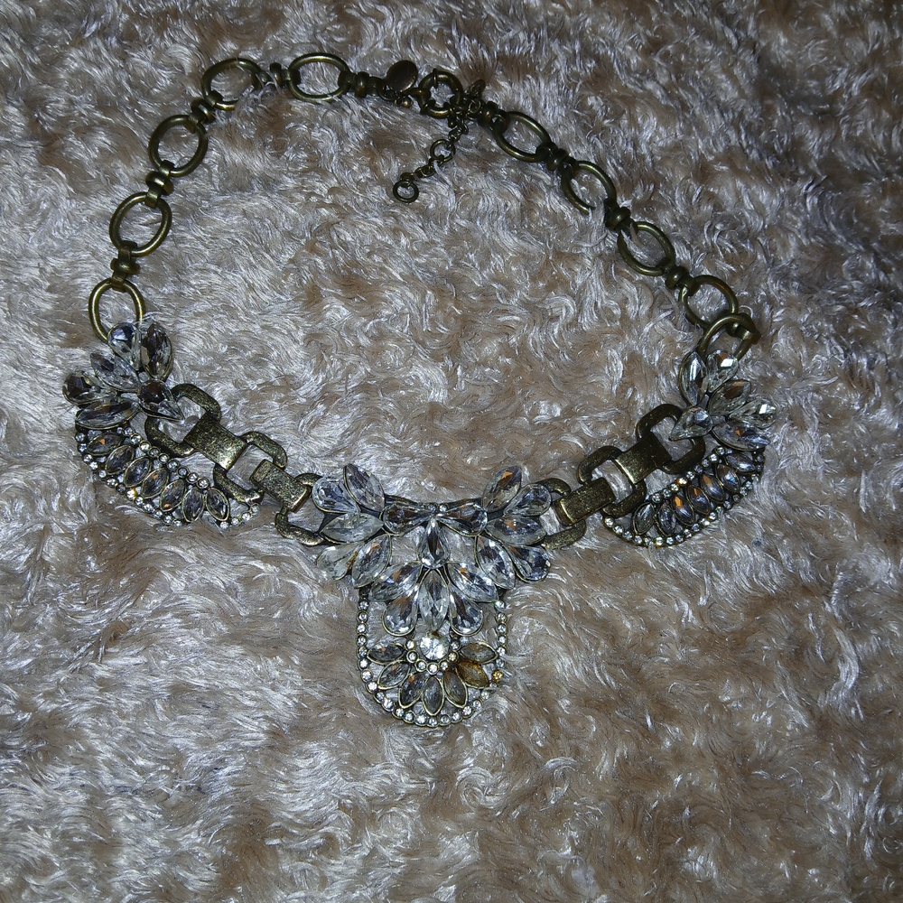 Medieval Cosplay Rhinestone Book Chain Bib Necklace - Picture 2 of 2
